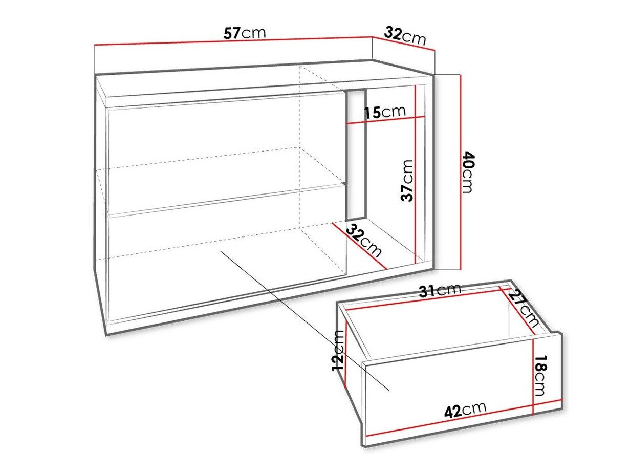 Noptieră Hederos (Alb + Alb lucios)