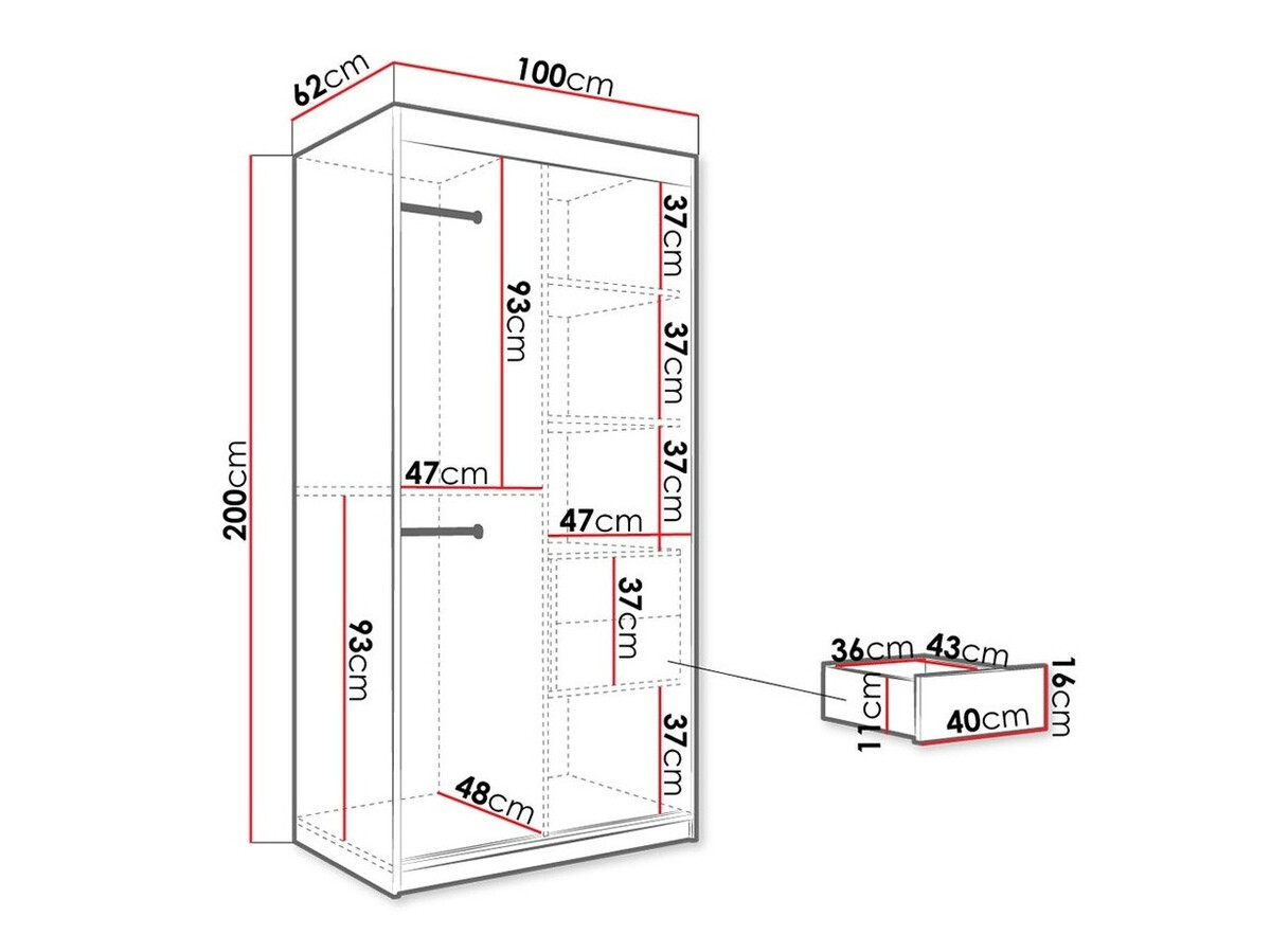 Dulap Hartford 240 (Negru mat + Marmură albă)