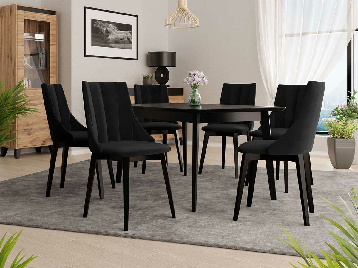 Set de dining Racine 139 (Negru + Magic Velvet 2219)