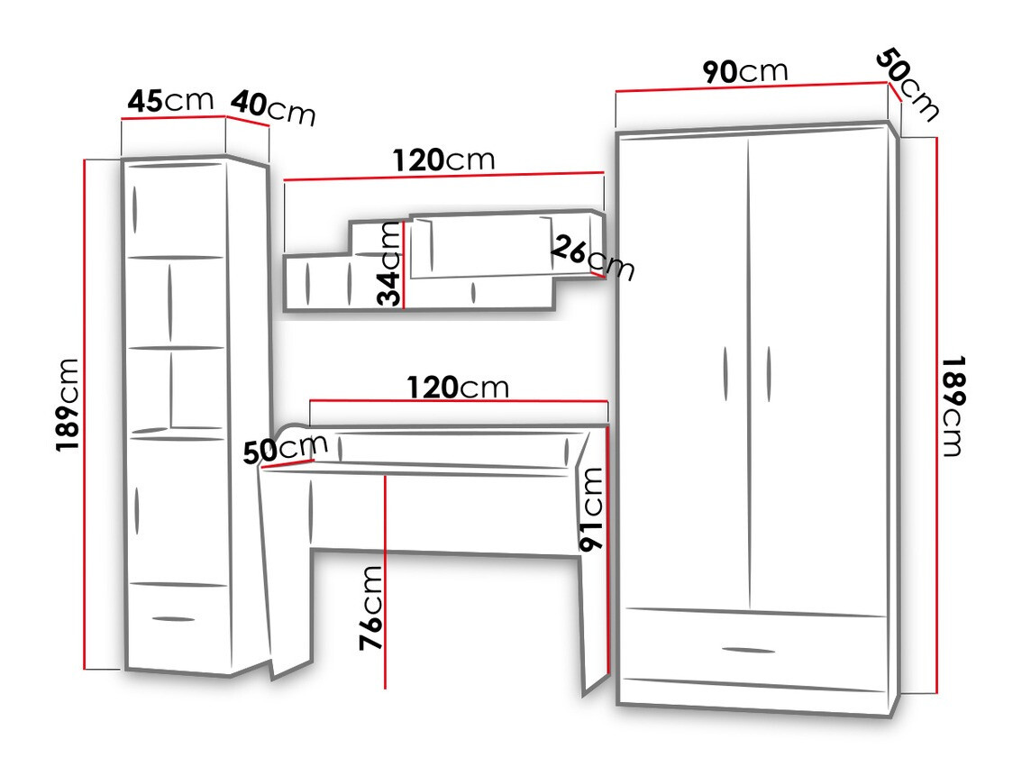 Set pentru camera copiilor Lorlare 100 (Alb + Gri)