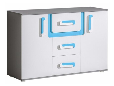 Comodă Levtala 107 (Antracit + Alb + Turcoaz)