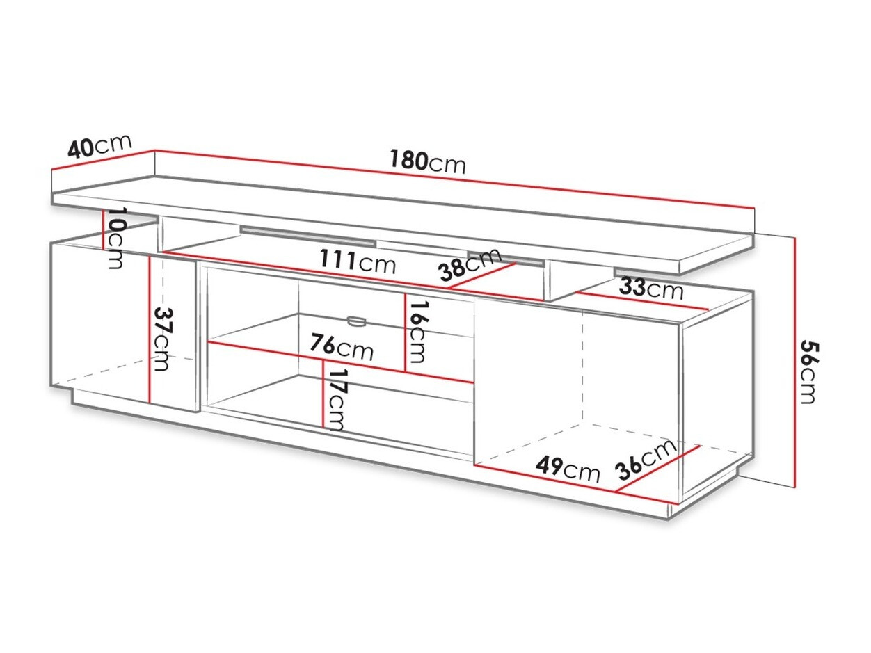 Comodă TV Figura (Alb + Alb lucios)