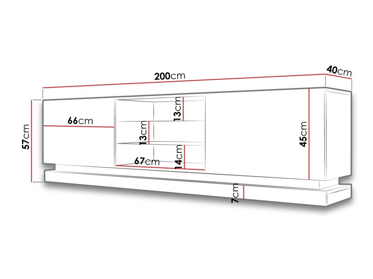 Comodă TV Linar I (Alb + Alb lucios)