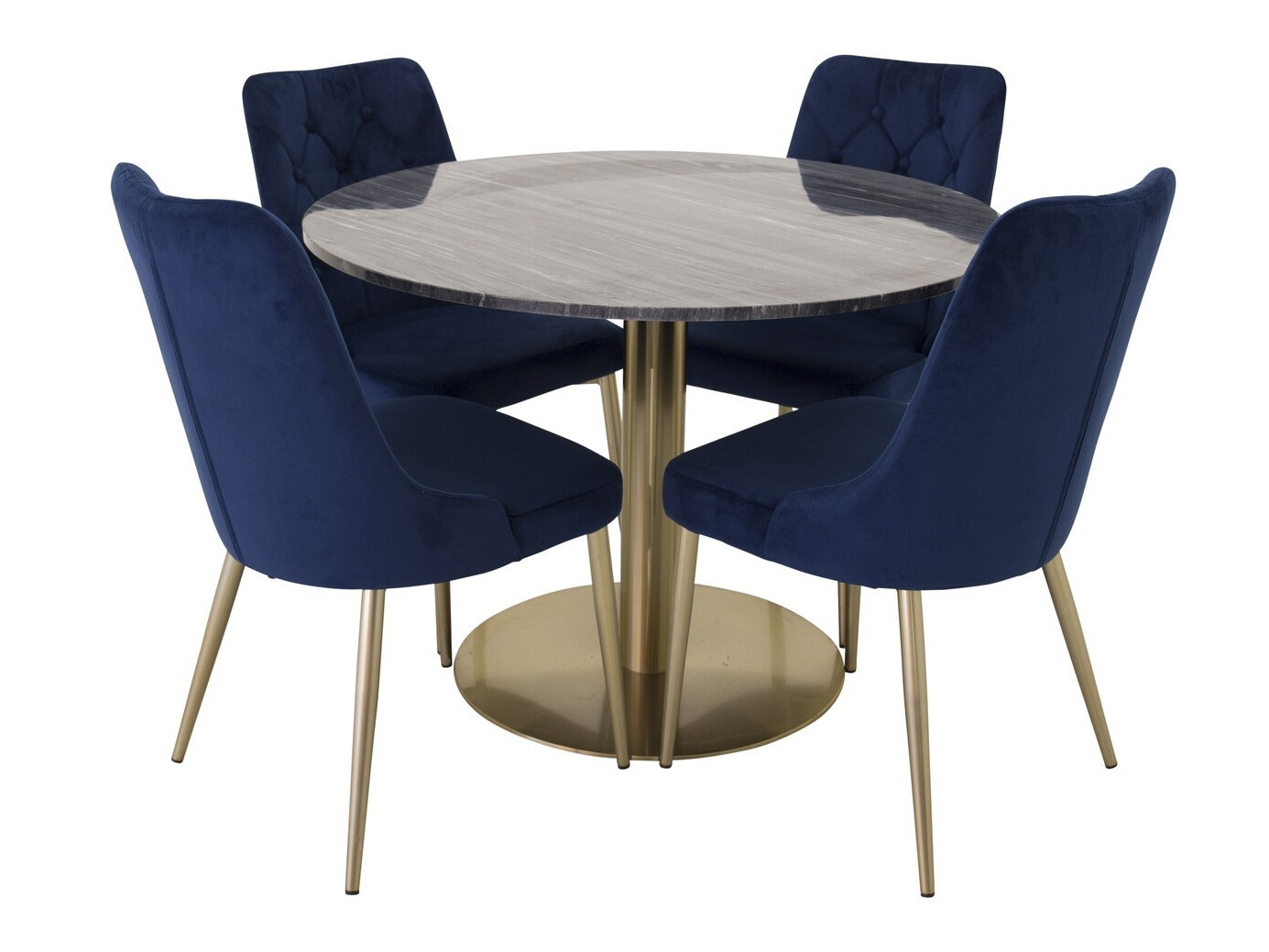 Set de dining Dallas 370 (Albastru + Auriu)