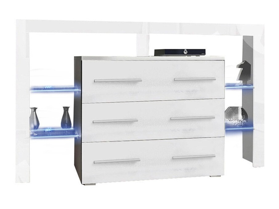 Comodă Aestas I (Alb + Alb lucios)