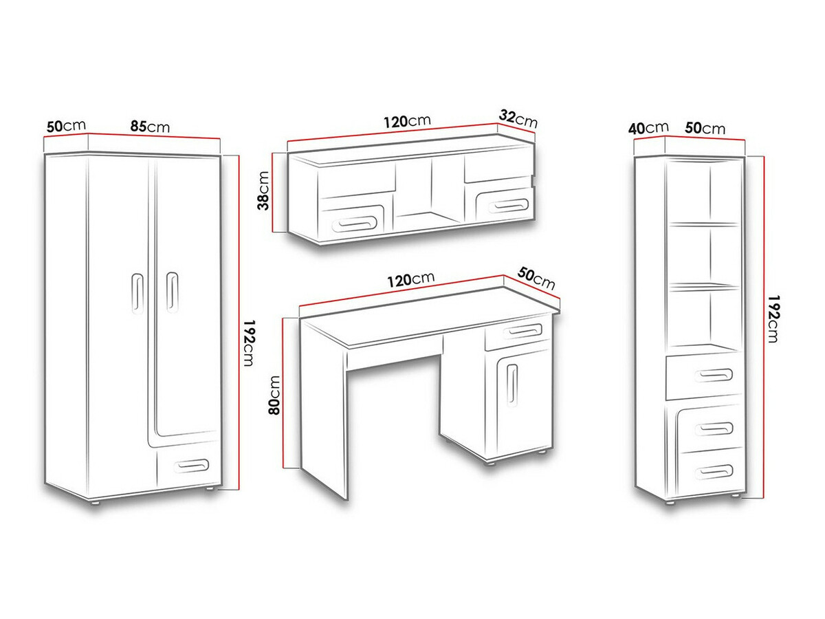 Set pentru camera copiilor Levtala 120 (Antracit + Alb + Turcoaz)