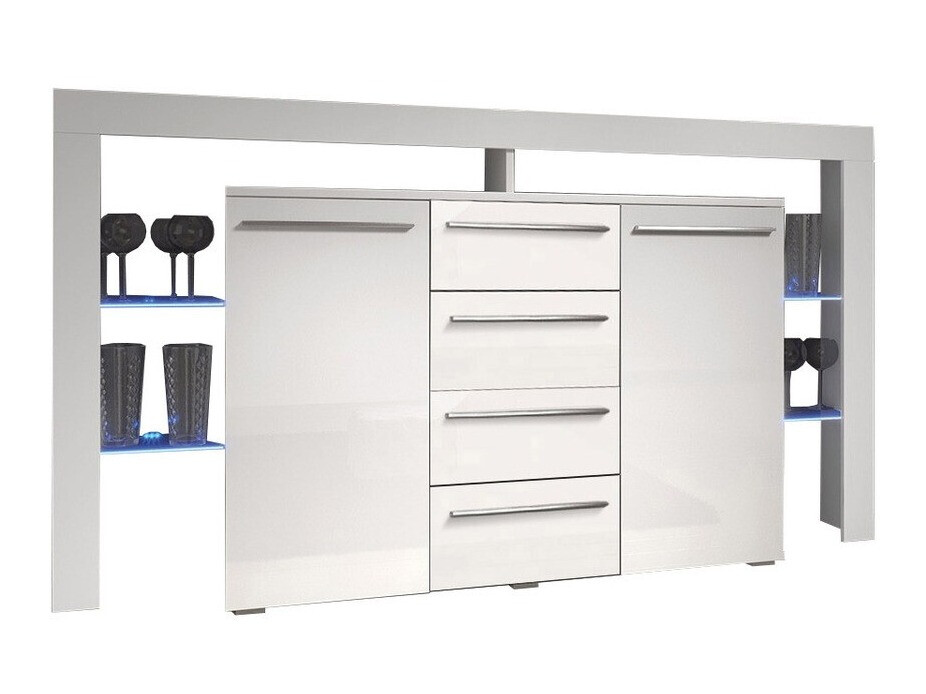 Comodă Aestas (Alb + Alb lucios)