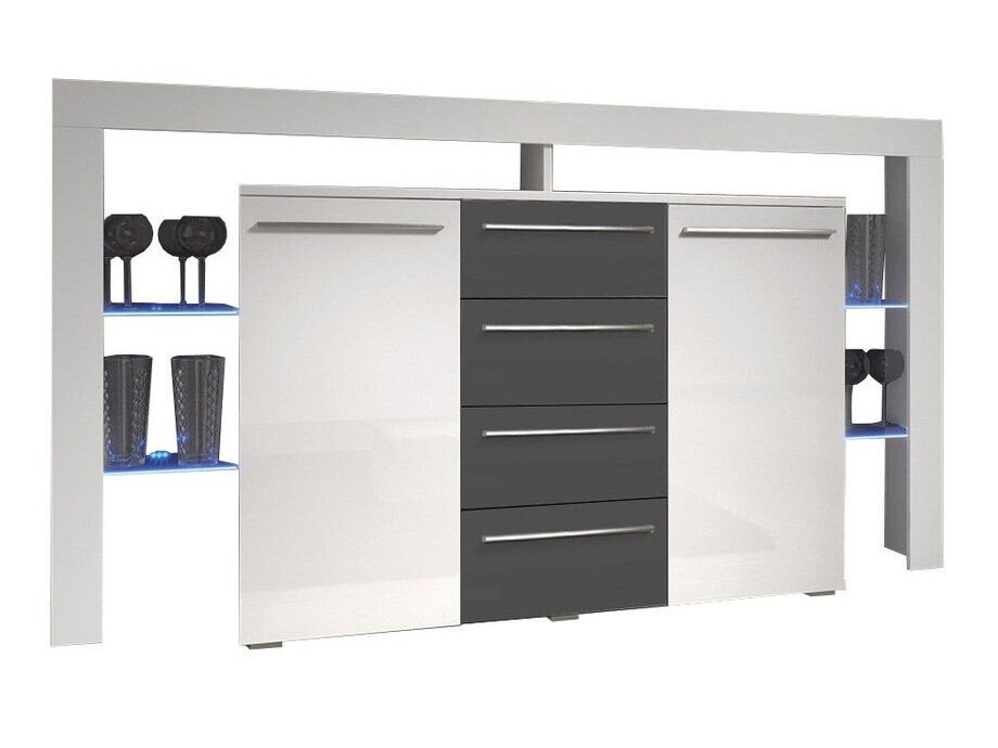 Comodă Aestas (Alb + Gri lucios)