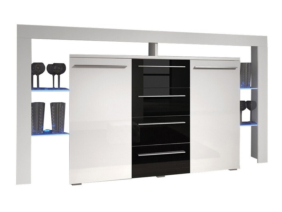 Comodă Aestas (Alb + Negru lucios)