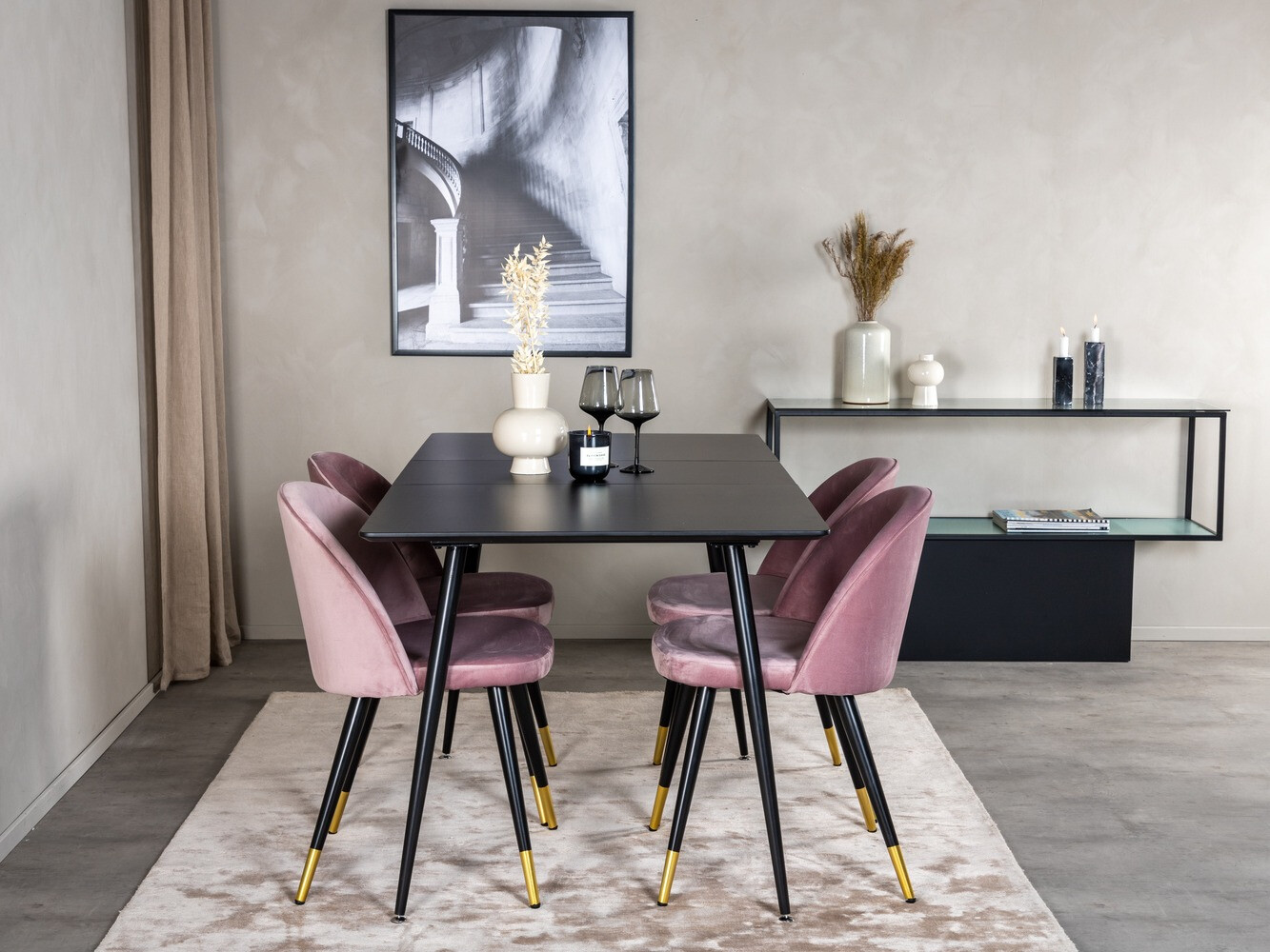 Set de mese Dallas 1526 (Roze + Negru)