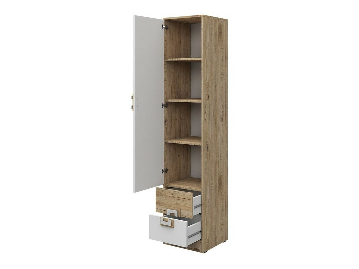 Set pentru camera copiilor Balvire 114 (Stejar deschis + Alb + Gri)