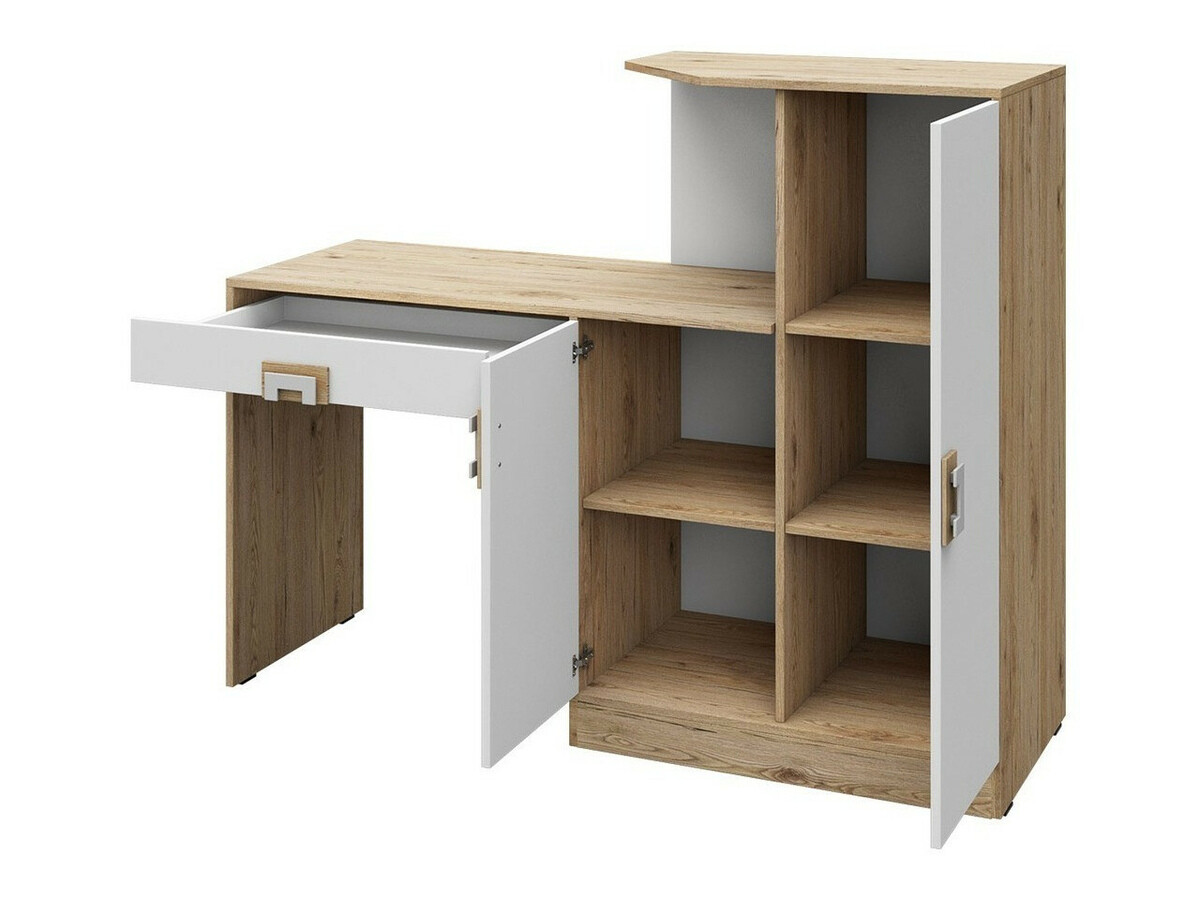 Set pentru camera copiilor Balvire 114 (Stejar deschis + Alb + Gri)