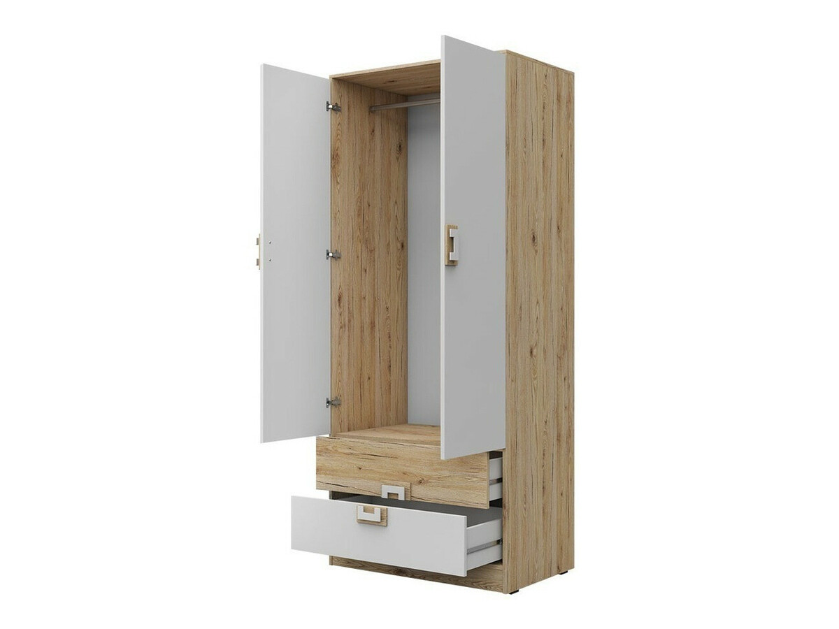 Set pentru camera copiilor Balvire 116 (Stejar deschis + Alb + Gri)