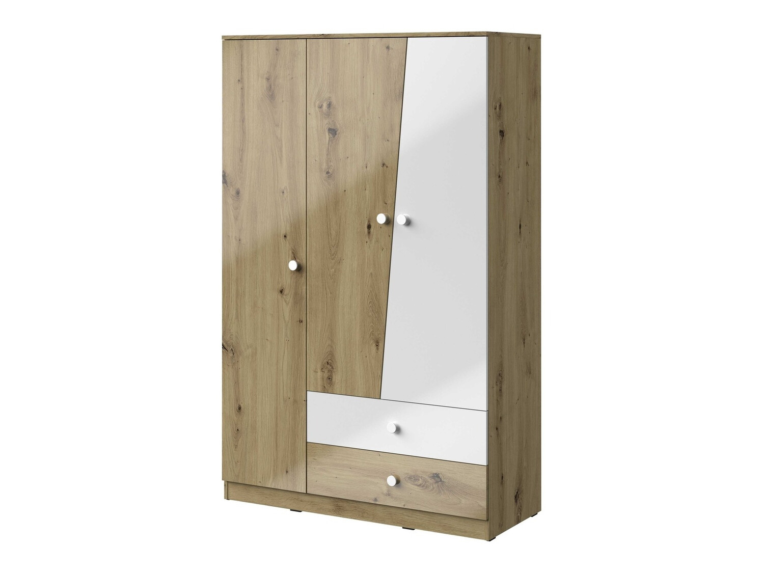 Dulap Mirelbu 102 (Stejar artizan + Alb lucios)