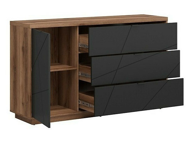 Set de living Fivale 110 (Stejar Delano închis + Negru mat)