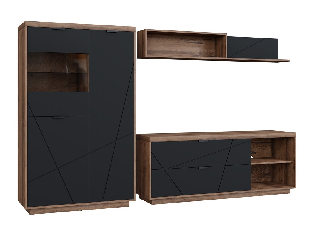 Set de living Fivale 111 (Stejar Delano închis + Negru mat)