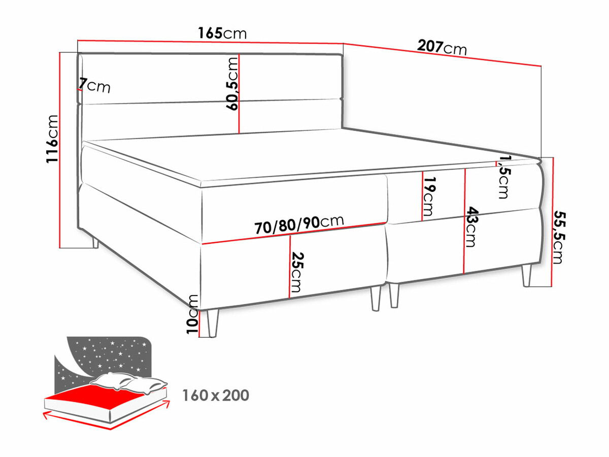 Pat boxspring Memphis 135 (Itaka 15)
