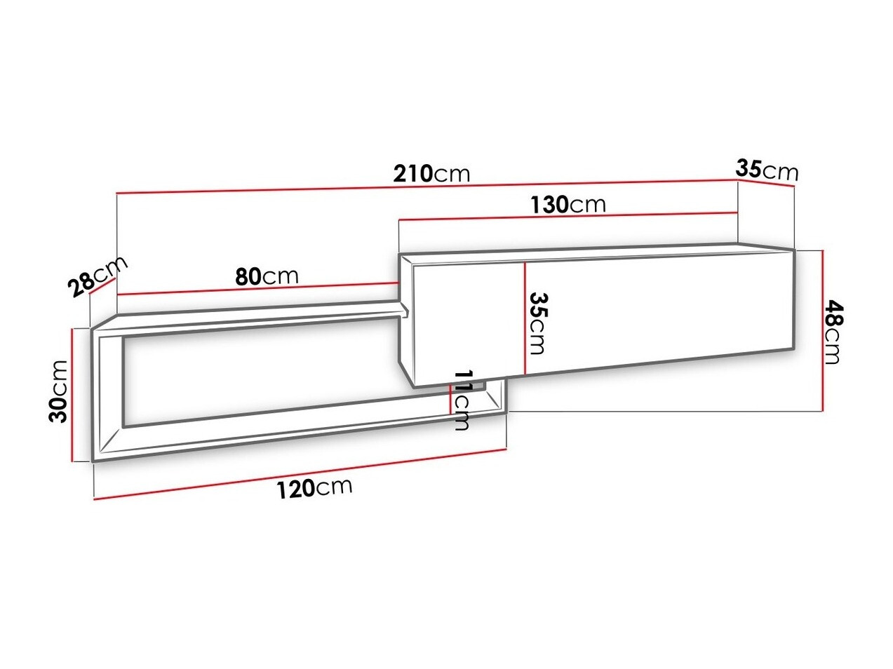 Comodă TV Utica 101 (Negru + Stejar Wotan)