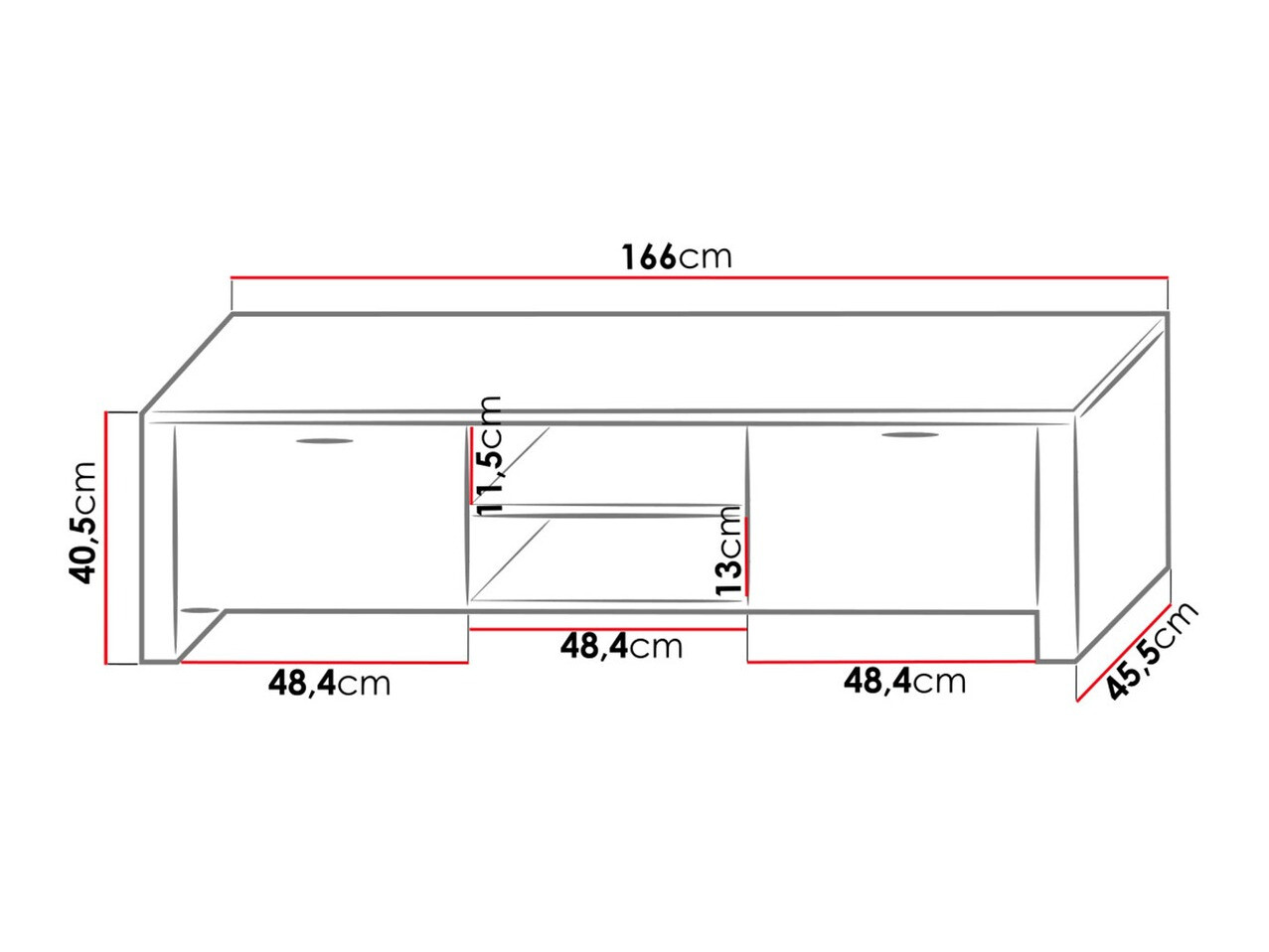 Comodă TV Uva II (Alb + Alb lucios)