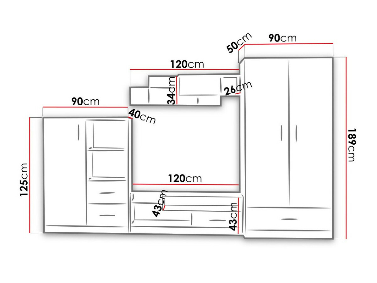 Set pentru camera copiilor Lorlare 117 (Alb + Gri)