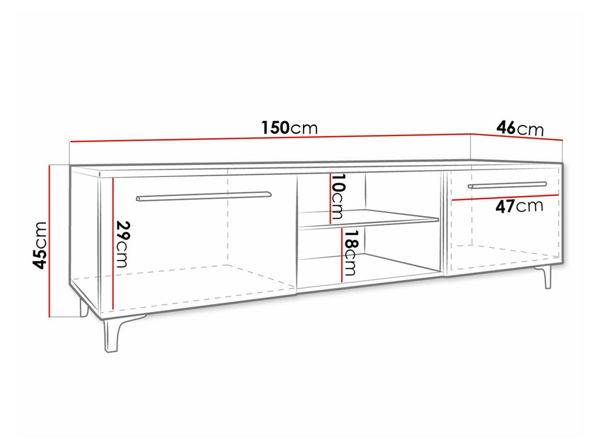 Comodă TV Uva V (Alb + Alb lucios)