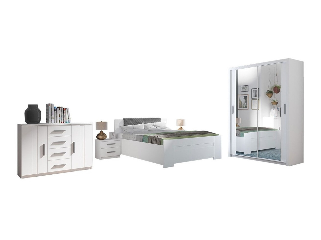 Set dormitor Catromi 113 (Alb + Soft Pik 029)
