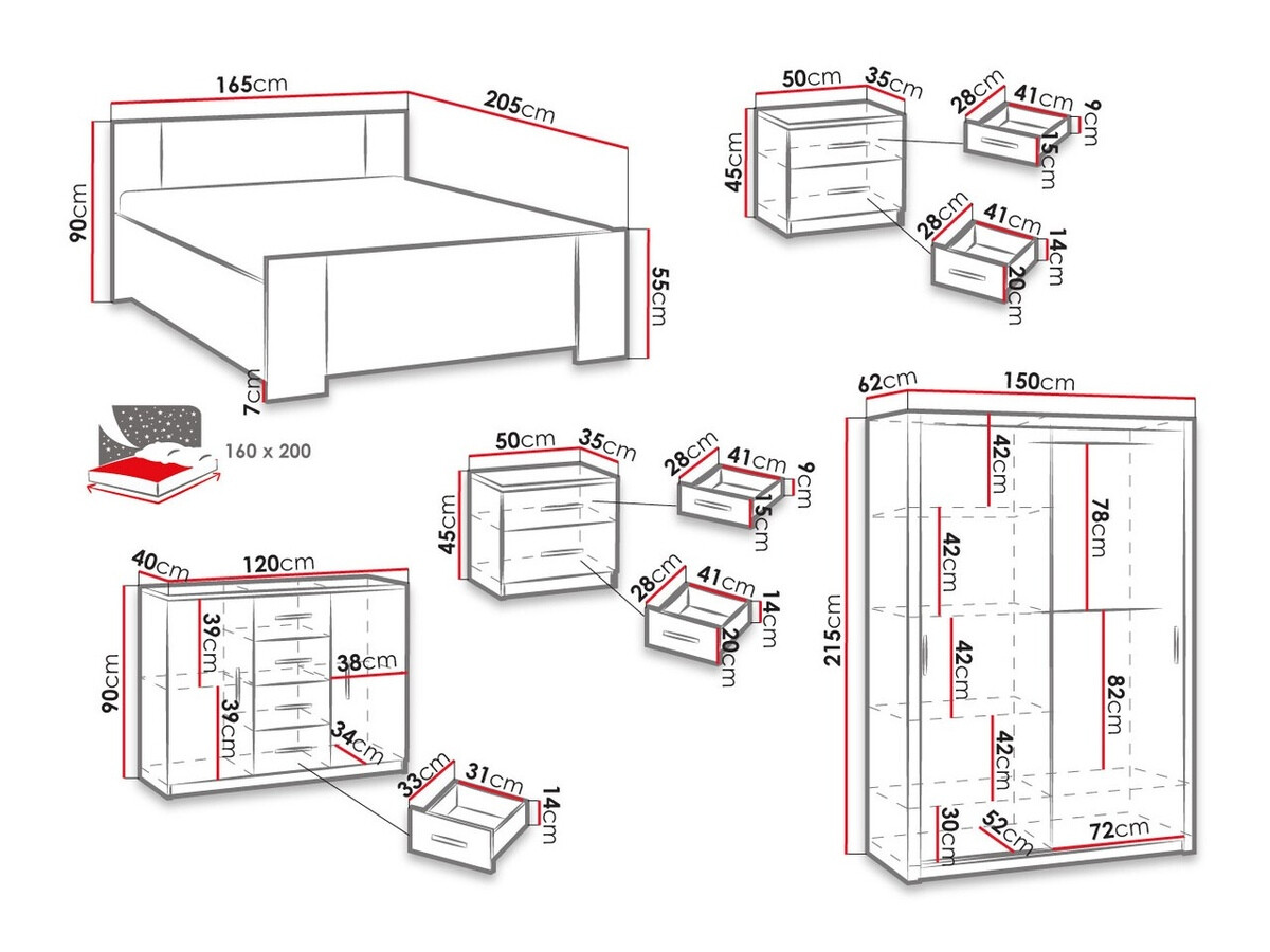 Set dormitor Catromi 113 (Stejar artizan + Soft Pik 011)