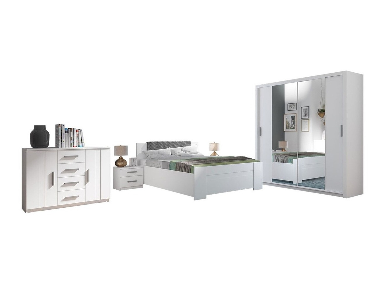 Set dormitor Catromi 114 (Alb + Soft Pik 029)