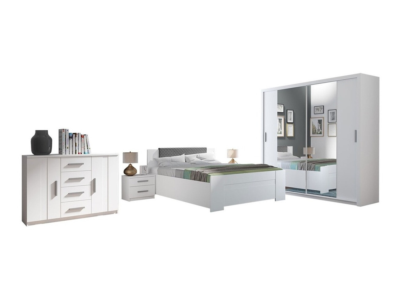 Set dormitor Catromi 115 (Alb + Soft Pik 029)