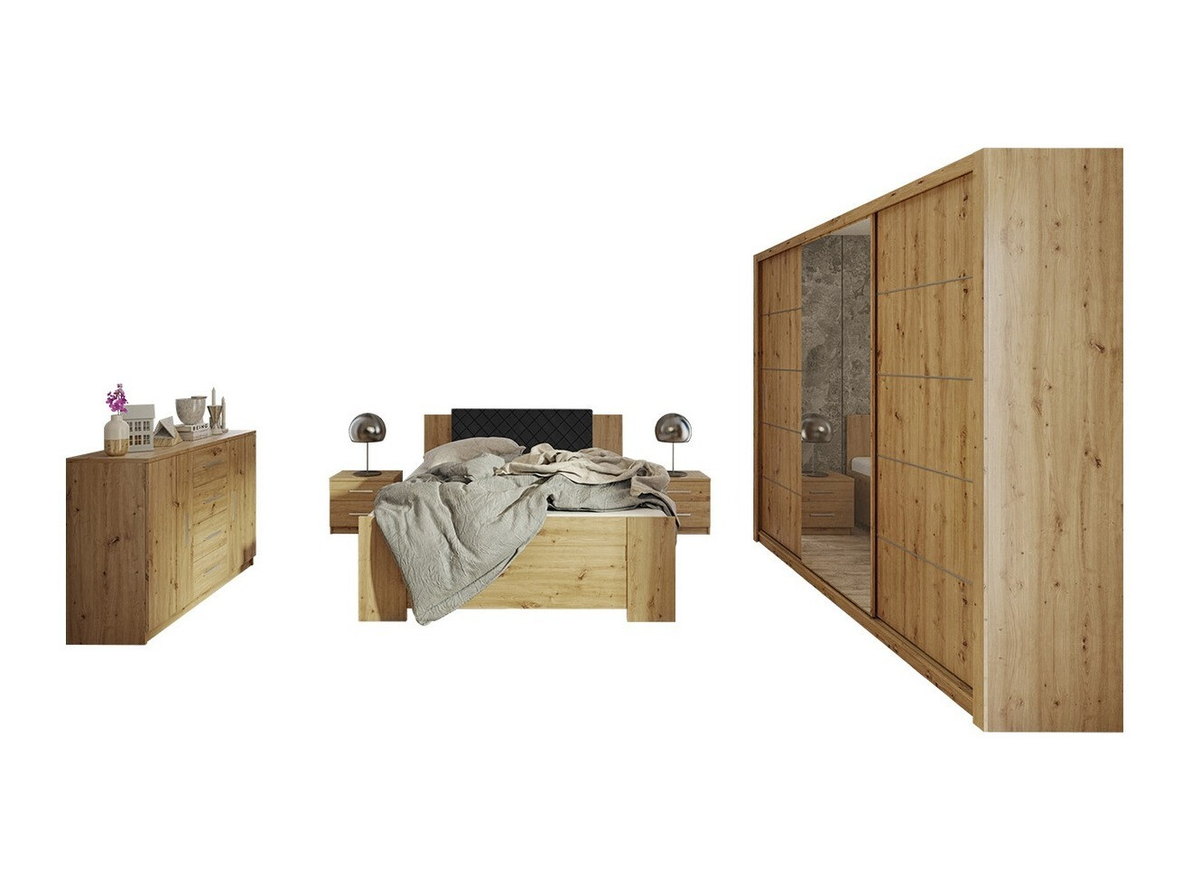 Set dormitor Catromi 116 (Stejar artizan + Soft Pik 011)