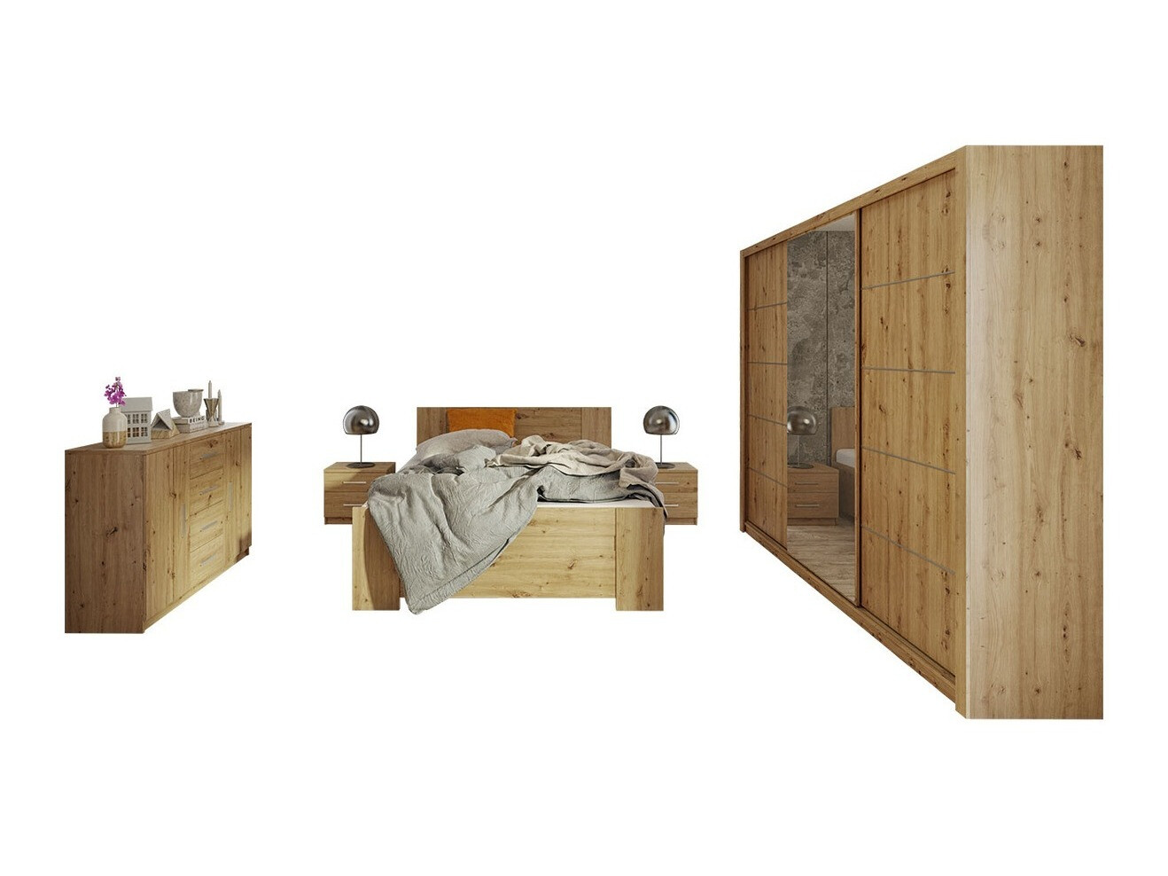 Set dormitor Catromi 116 (Stejar artizan)