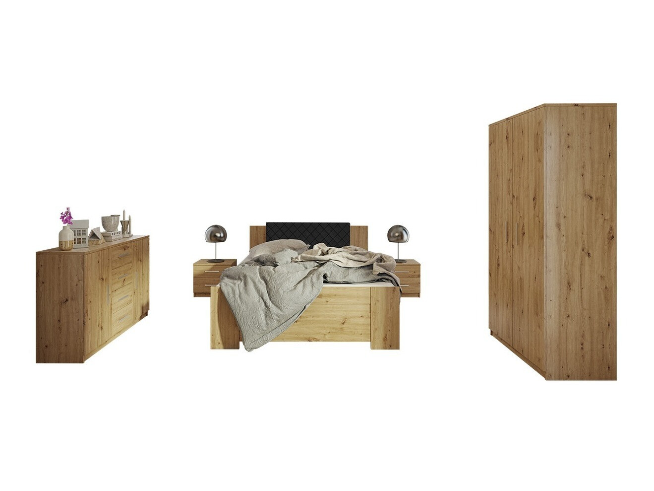 Set dormitor Catromi 122 (Stejar artizan + Soft Pik 011)