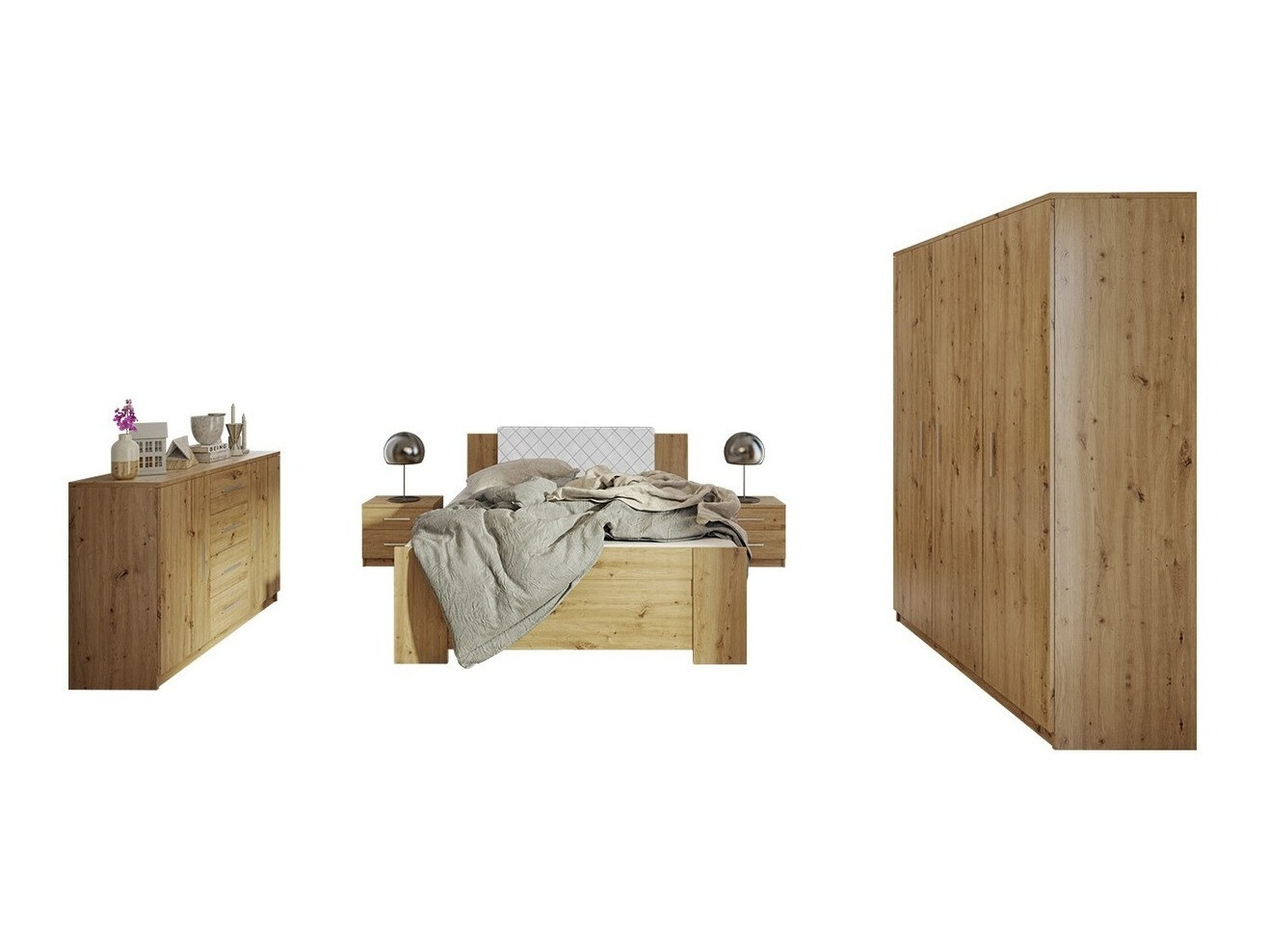 Set dormitor Catromi 123 (Stejar artizan + Soft Pik 017)