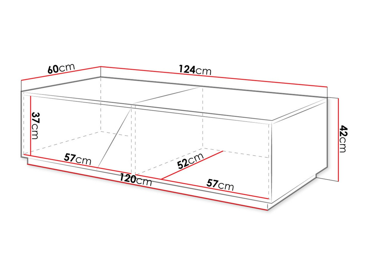 Măsuță de cafea Comfivo Daldune (Alb + Stejar Wotan)