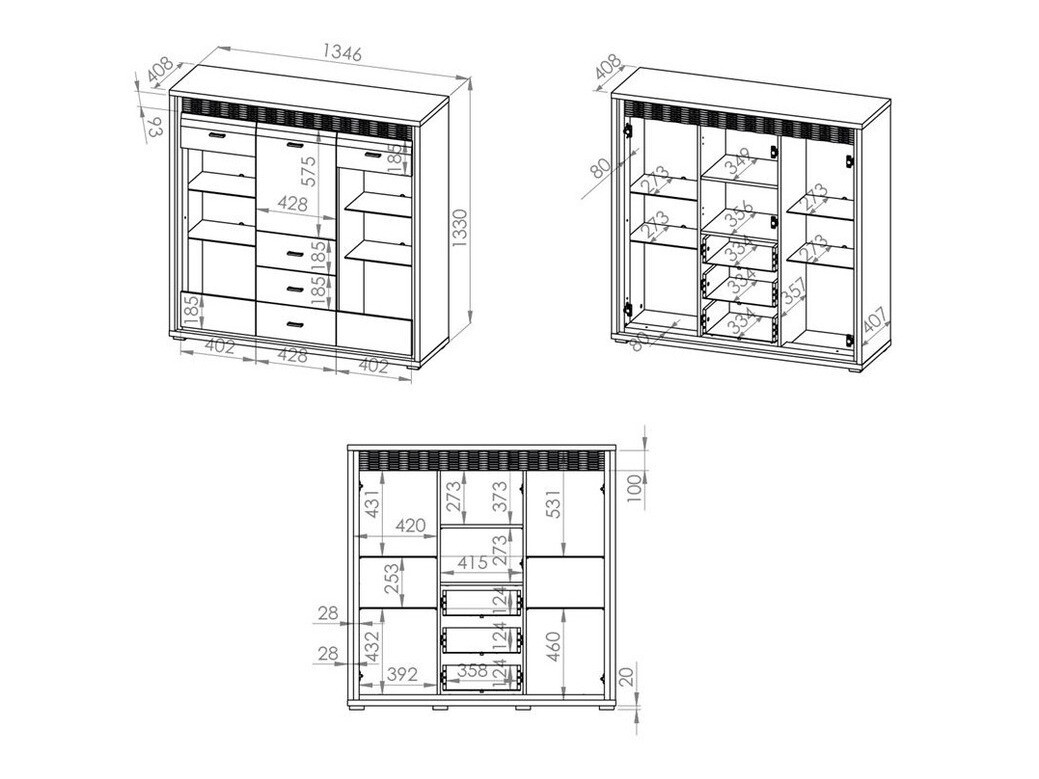 Comodă Madison H106 (Alb lucios)
