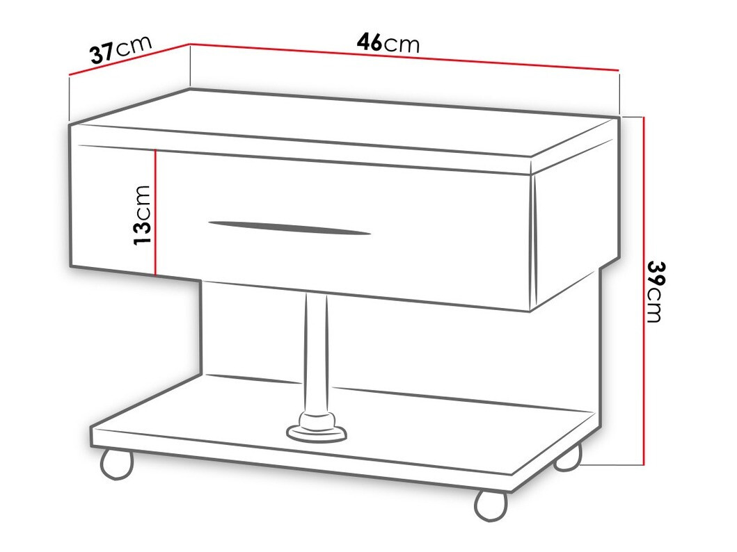 Noptieră Salmere 103 (Alb + Alb lucios)