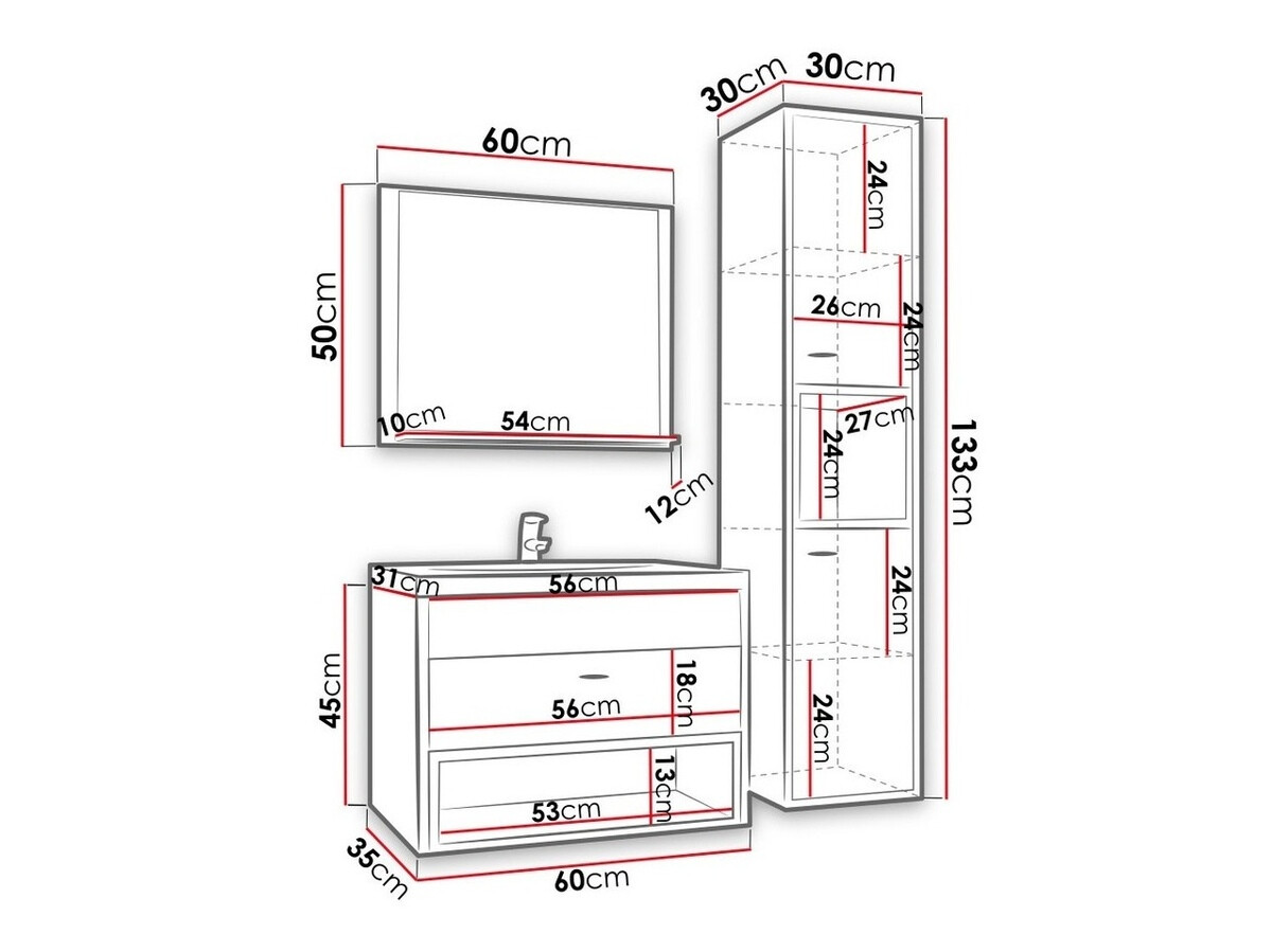 Set baie Velum I (Alb + Stejar artizan)