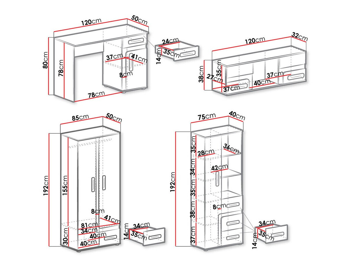 Set pentru camera copiilor Aviseve 108 (Antracit + Alb)