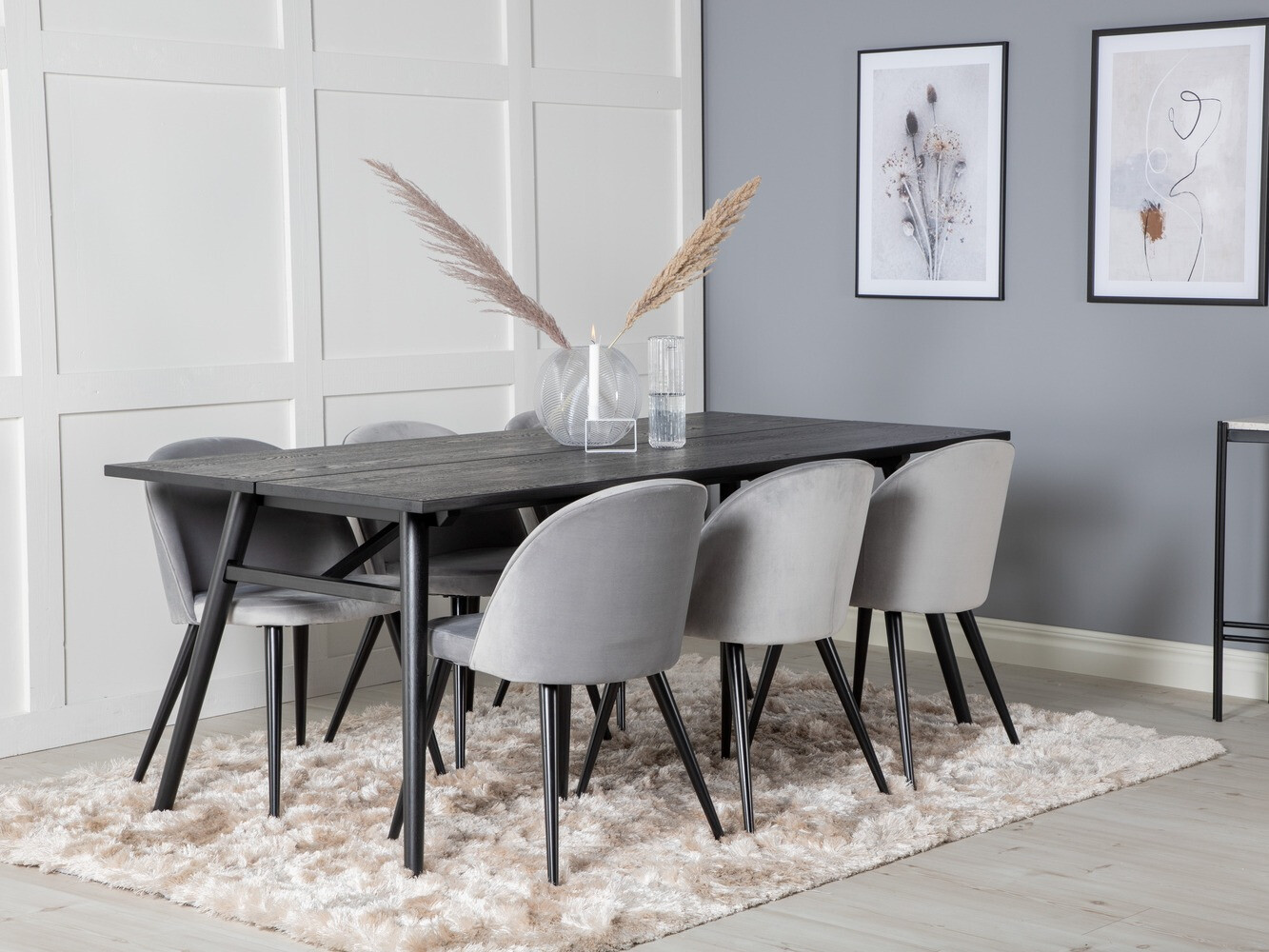Set de dining Dallas 1676 (Gri + Negru)
