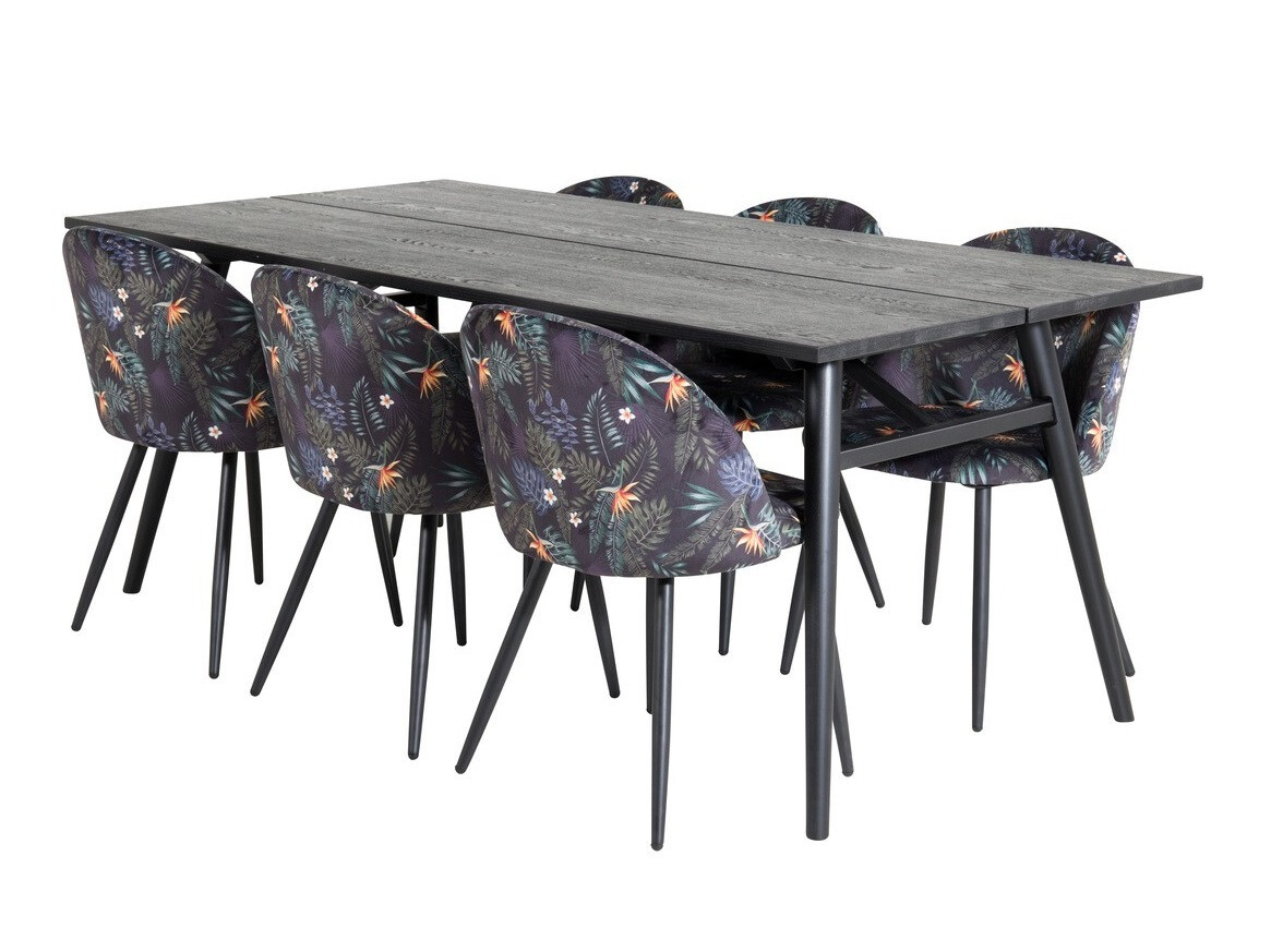Set de dining Dallas 1676 (Model floral + Negru)