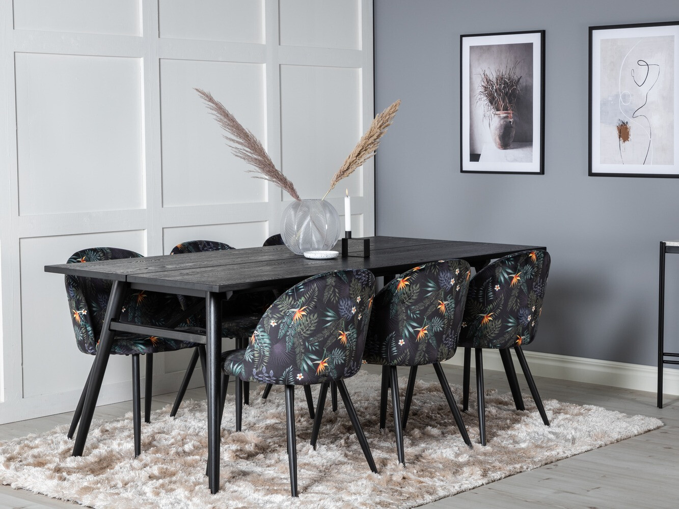 Set de dining Dallas 1676 (Model floral + Negru)