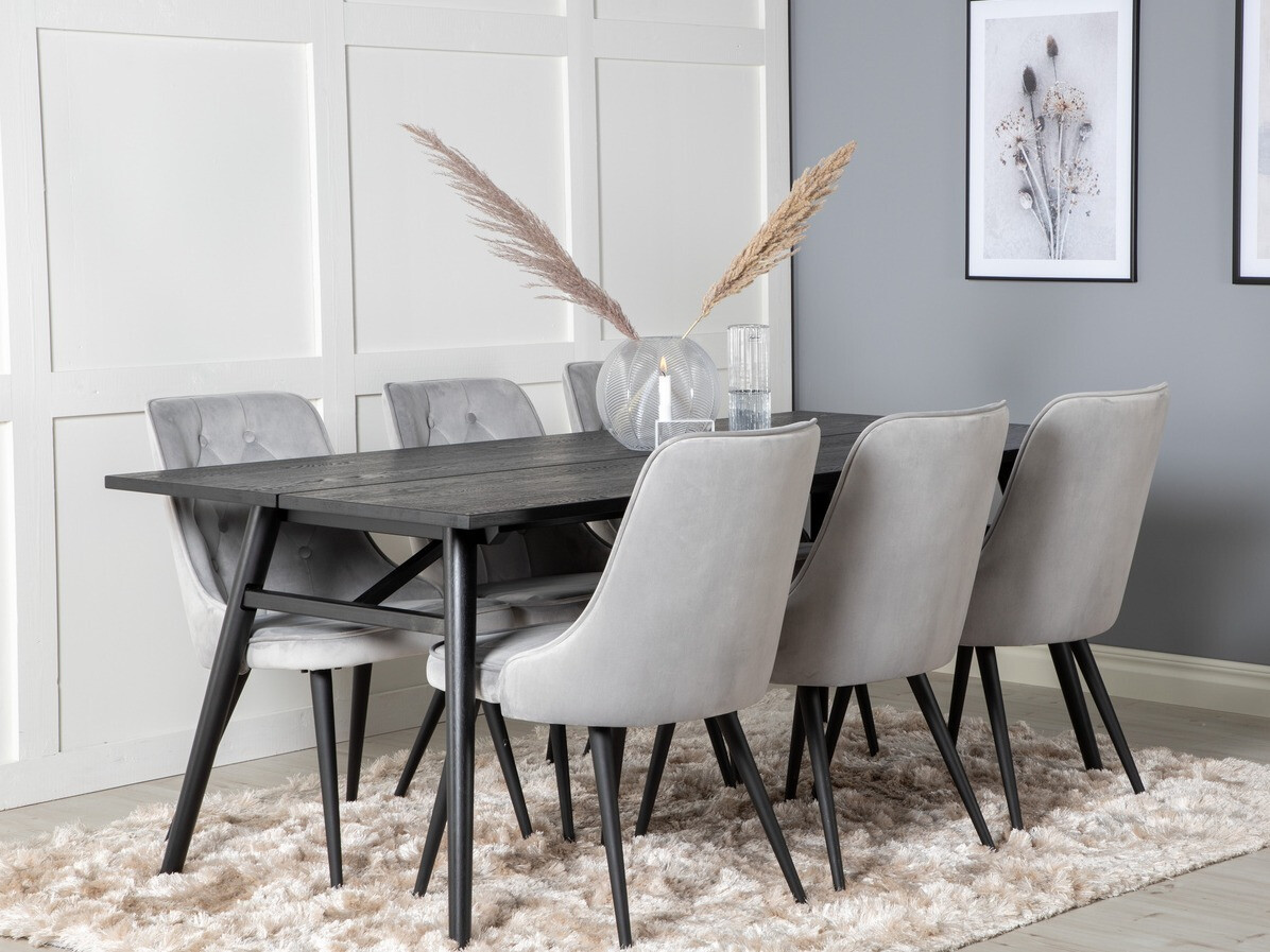 Set de dining Dallas 1780 (Negru + Gri deschis)