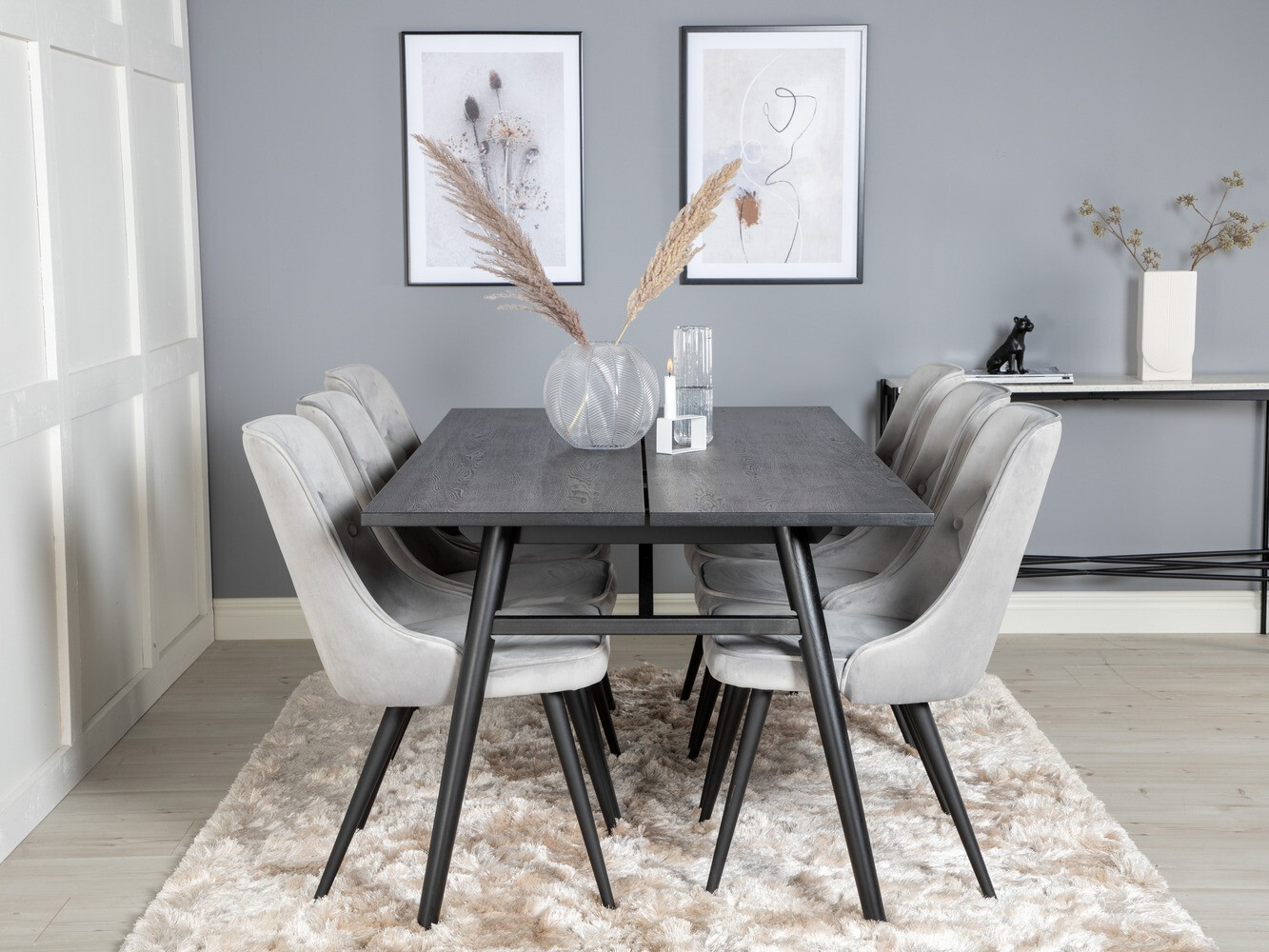 Set de dining Dallas 1780 (Negru + Gri deschis)