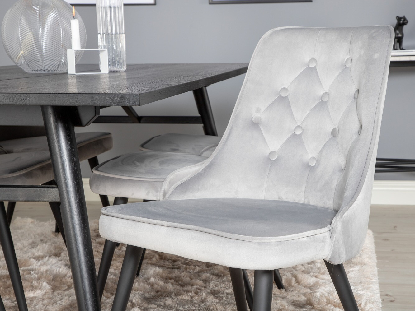 Set de dining Dallas 1780 (Negru + Gri deschis)