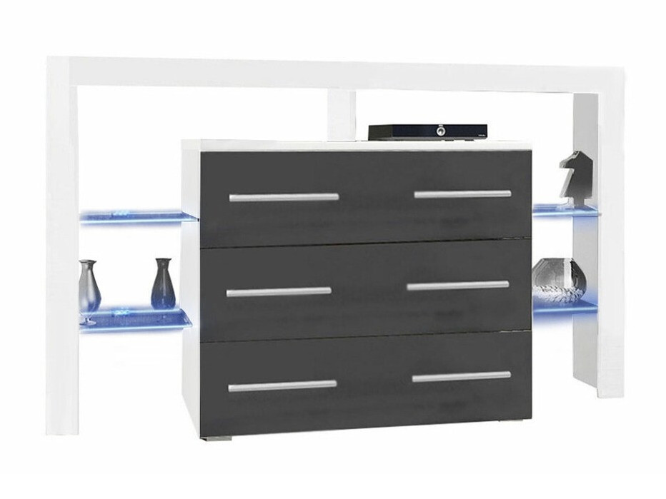 Comodă Aestas I (Alb + Gri lucios)