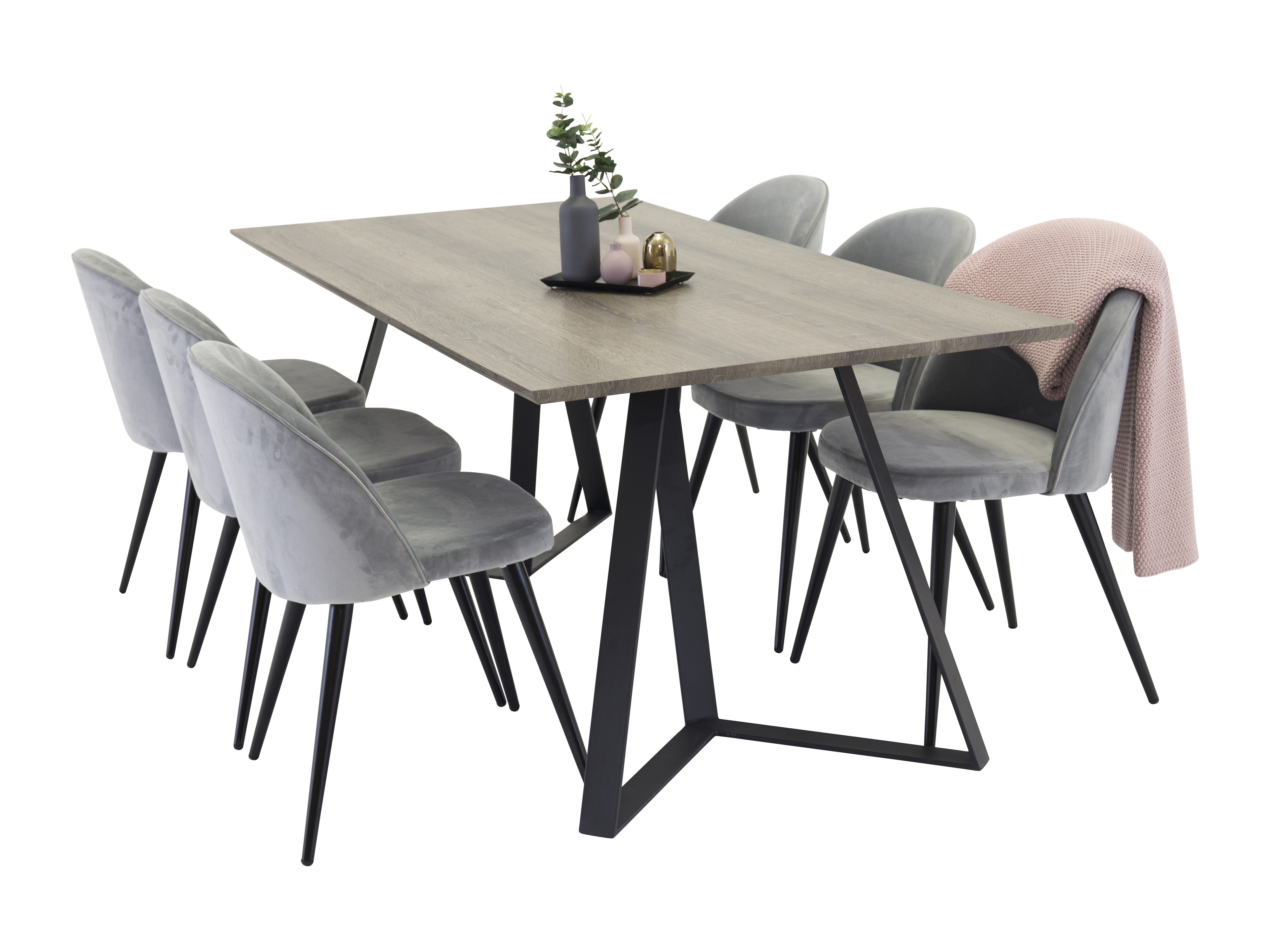 Set de dining Dallas 340 (Gri + Negru)