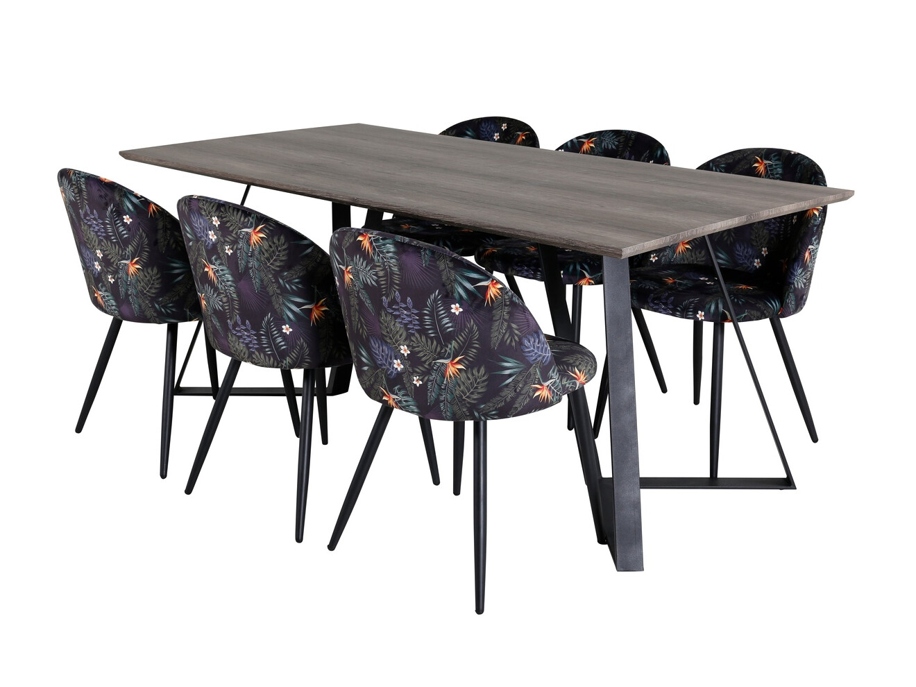 Set de dining Dallas 340 (Model floral + Negru)