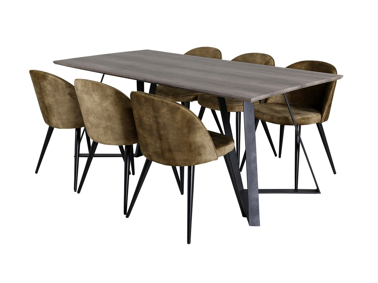 Set de dining Dallas 340 (Verde prăfuit + Negru)