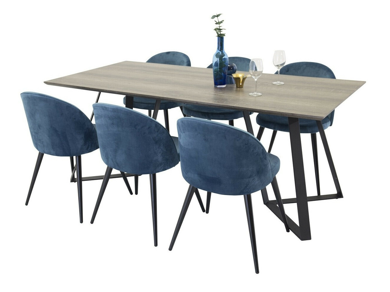 Set de mese Dallas 340 (Albastru inchis + Negru)