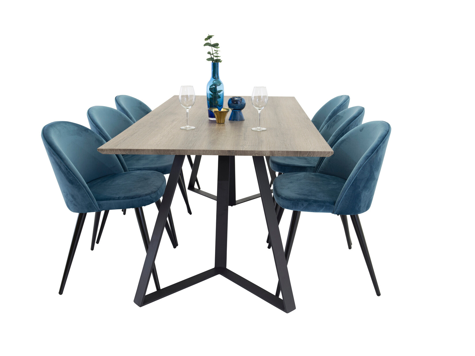 Set de mese Dallas 340 (Albastru inchis + Negru)